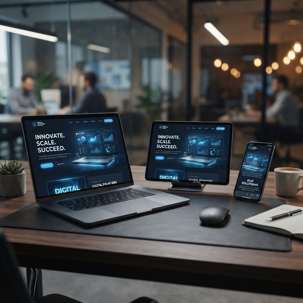Responsive website displayed across devices